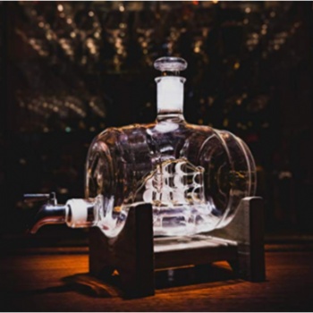 帆船酒桶造型玻璃工艺酒瓶创意玻璃个性白酒瓶异形玻璃工艺酒瓶威士忌醒酒器