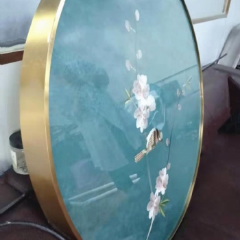 臻劲欧式不锈钢装饰画定制相框客厅金属圆形油画画框