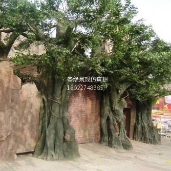 定制仿真榕树大型榕树叶室内外布景人造装饰假榕树