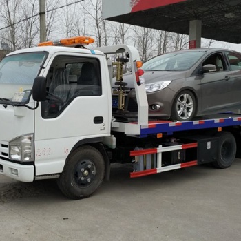 山东济宁清障车厂家五十铃一拖二平板道路救援拖车
