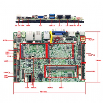 165*115EPIC-J1900两inter网口10串口低功耗支持LVDS 3.5寸主板