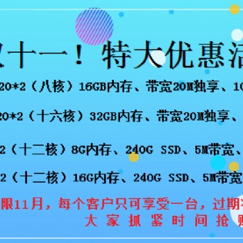 双十一活动，一批的服务器，错过再等一年