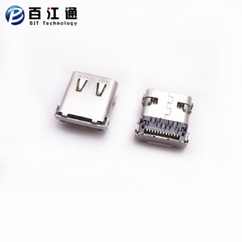 type-c24P母座/板上卧式前插后贴type-c24P母座/四脚插板/华为快充