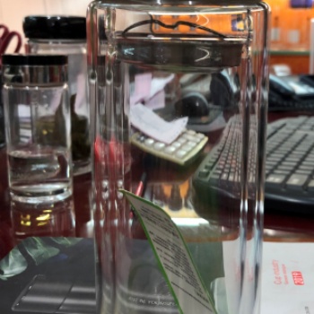西安双层玻璃杯 带滤网便携式带提绳泡茶杯子，银行采购礼品杯印字