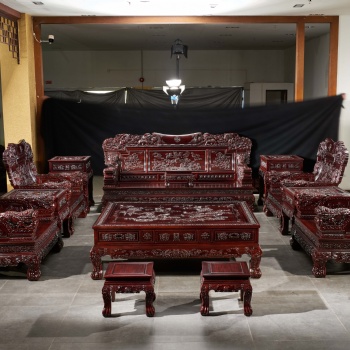 南美酸枝盛世麒麟大宝座13/25件红木家具客厅系家具