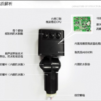 灵敏度时间感光度可调开关 好美户外雷达感应开关 防水投光灯感应控制器