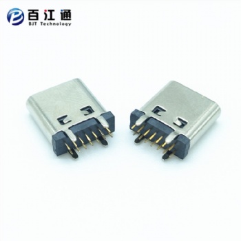 type-c14P短体立式插板母座 H=9.3mm 180度直立式插板type-c母座