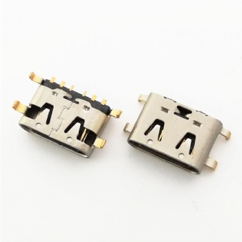 TYPE C3.1 6P母座大电流 沉板贴片镀金 端子加宽USB连接器正反插