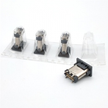 TYPEC 3.1母座24P立式贴片9.310.5 四脚插板 带盖编带