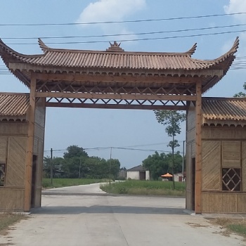 竹制亭子长廊厂家，四川做竹子门头牌坊的，竹制品定制销售