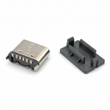TYPE-C 6P母座 立式180度贴板 短体6.8mm插板3.1连接器母头