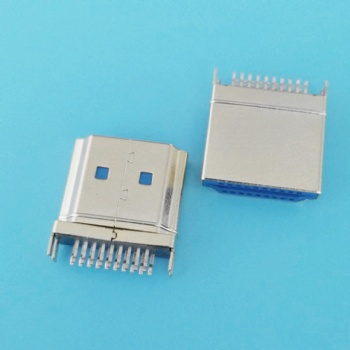 HDMI 19P-A型夹板公头 夹板1.2 铁壳镀金 蓝胶 HDMI音频高清接口