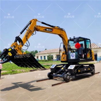 挖掘机加装轨道行走轮 铁路挖掘机枕木机