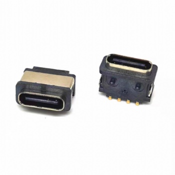 TYPE-C防水4P母座板上两脚插板USB3.1连接器防水IP67带胶圈