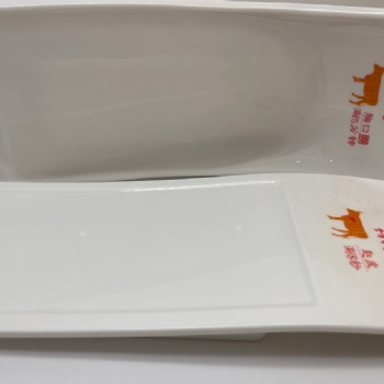 壹粤密胺餐具牛羊肉托盘，定制牛肉托盘盘厂家，白色仿瓷火锅餐具定制