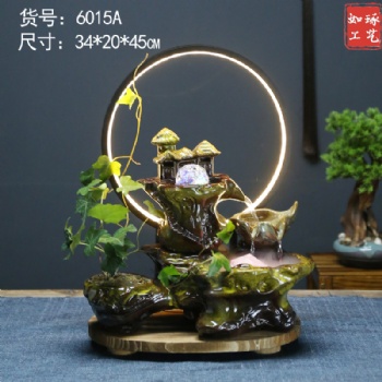 办公室流水招财小型鱼缸景观摆件陶瓷转运球流水装饰品厂家批发
