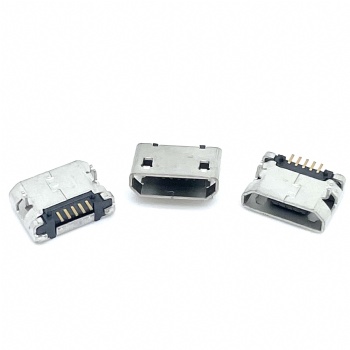 MICRO 5p母座 插板 前插后贴 平口 有柱 USB连接器