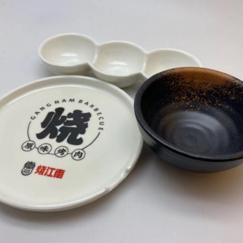 上海壹粤密胺烤肉盘套装，烧江南烤肉碗碟盘餐具定制