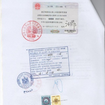 CFS自由销售证书埃及领事馆认证