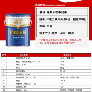 管道用重防腐涂料环氧云铁中间漆