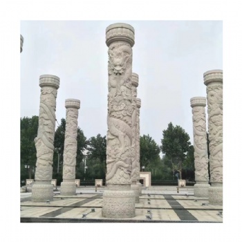 汉白玉大理石柱子青石祥云盘龙柱，广场庭院石雕龙柱