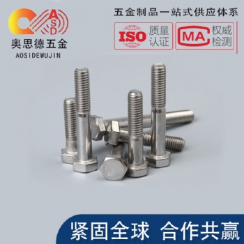 M3M4M5M6M8M10M12M16M20-304不锈钢外六角螺栓外六角螺丝螺杆螺柱