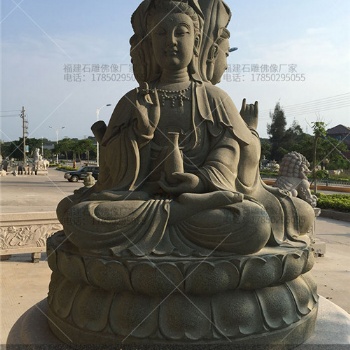 湖南密印石雕千手观音 立体圆雕青石观音坐像 观音石雕佛像价格