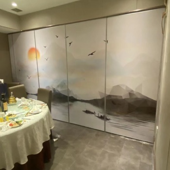 酒店包间吊轨铝合金移动隔断活动屏风折叠门隔音墙