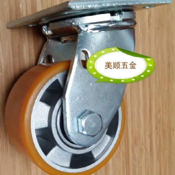 美顺4系列4寸压铸铝芯包PU物流机械自动化设备推车万向脚轮