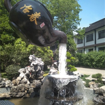 大型玻璃钢悬空流水天壶茶壶喷泉雕塑室内户外茶园景观装饰摆件