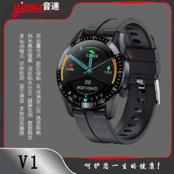 音速V1蓝牙通话智能手环心率血压本地音乐播放50米防水智能手表